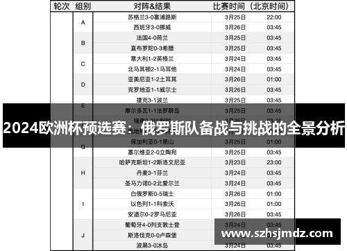 2024欧洲杯预选赛：俄罗斯队备战与挑战的全景分析